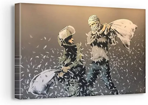 Vista 33 de Banksy Graffiti Street Art Colecciones de lienzos de arte callejero. Listo para colgar. Fabricado en Estados Unidos #FULL2