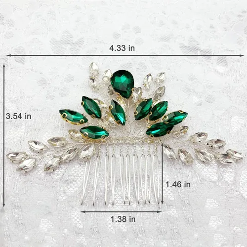 Vista 4 de Peine de pelo de cristal para novia, pieza de pelo con diamantes de imitación, fiesta de graduación, festival, boda, accesorios para el cabello