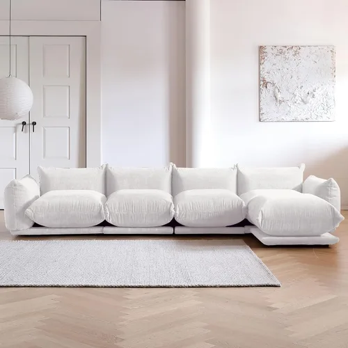 Vista 8 de WJShome - Sofá seccional modular, sofá de chenilla de 264 cm de lana minimalista, sofá convertible de 3 plazas, sofá de sala de estar ancho