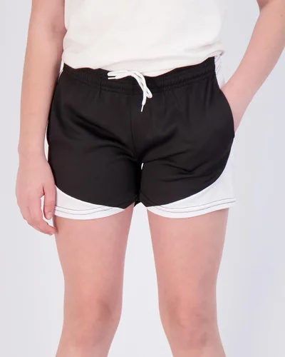 Vista 4 de Real Essentials Paquete de 4 pantalones cortos deportivos de malla para niñas con bolsillos