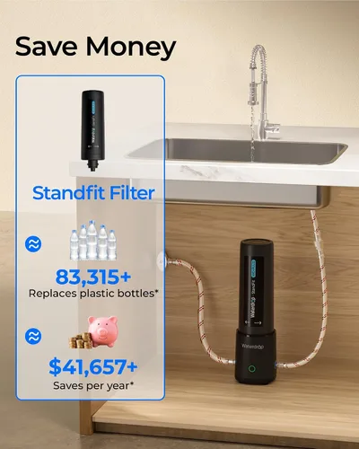 Vista 7 de Waterdrop 10UA PRO Filtro de agua para debajo del fregadero, no se requiere perforación, recordatorio de tiempo, fácil instalación, reduce el plomo