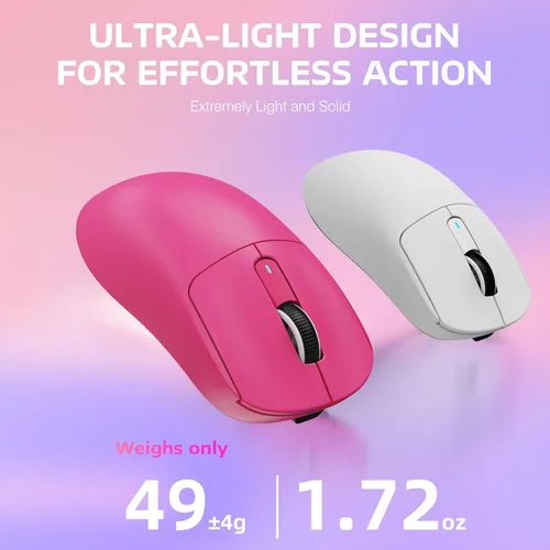 Vista 4 de ATTACK SHARK X3 Mouse inalámbrico para juegos, mouse ergonómico de computadora de 49g, sensor óptico PAW3395 de triple modo de 26K DPI, duración