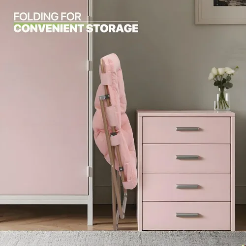Vista 5 de Magshion Silla plegable con platillo para adultos, cómodo asiento de lectura, asiento de piel sintética con marco de metal acolchado grueso