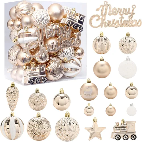 Vista 9 de MOJUN 50 adornos de bolas de Navidad para árbol de Navidad, bolas pequeñas de Navidad de plástico inastillables, juego de adornos de bolas colgantes