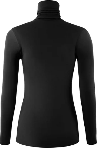 Vista 3 de AUHEGN Camiseta de manga larga ligera con cuello alto para mujer, estilo casual, capa activa