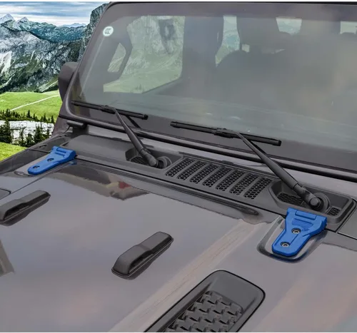 Vista 6 de RT-TCZ Kit de decoración exterior para bisagra de capó para Jeep Wrangler JL JLU y Gladiator JT 2018-2023, azul