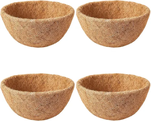 Vista 8 de Paquete de 2 forros de coco de 12 pulgadas para cestas colgantes, revestimientos naturales para cestas colgantes de coco para macetas, forro