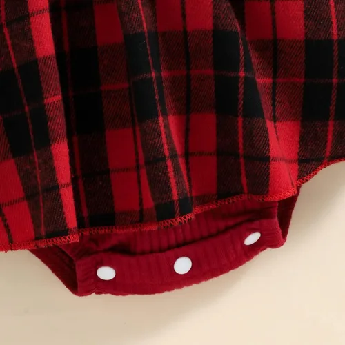 Vista 13 de Mameluco de Navidad para niñas recién nacidas, falda de malla de terciopelo rojo, traje de primera Navidad, regalo de Navidad