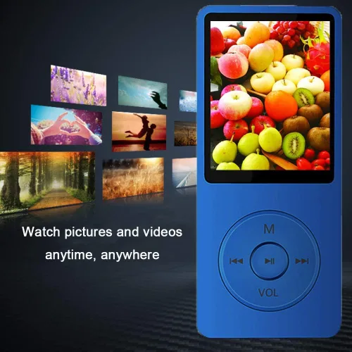 Vista 4 de Reproductor de MP3, reproductor de música con tarjeta micro SD de 16 GB, altavoz integrado/foto/reproducción de video/radio FM/grabadora