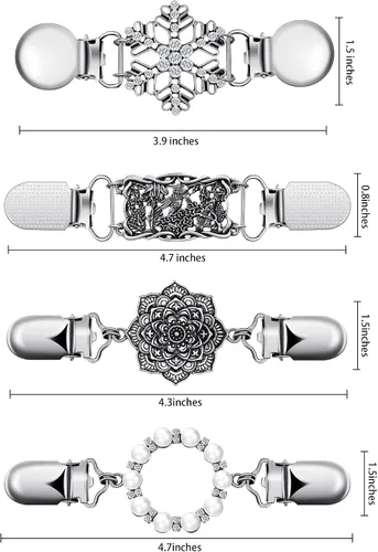 Vista 3 de Jetec 4 Pieces Vintage Sweater Shawl Clips Retro Cardigan Collar Dress Shirt Brooch Clips for Women Wearing, 4 Styles