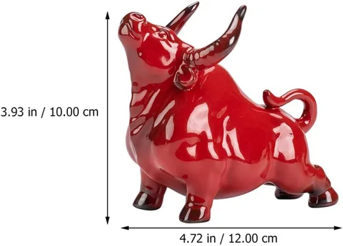 Vista 6 de VOSAREA Wall Street Bulls - Estatuas de buey del zodiaco chino, estatua de toro, escultura de Feng Shui, riqueza, prosperidad, decoración