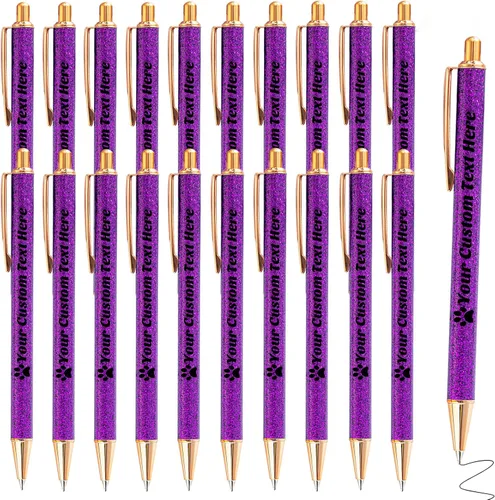 Vista 52 de 10 bolígrafos personalizados con purpurina, bolígrafos impresos personalizados a granel, bolígrafos retráctiles de tinta negra para graduación