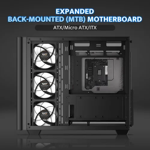 Vista 4 de darkFlash ATX Mid-Tower Estuche para PC Gaming, Enchufe Trasero BTF para Placa Base, con 4 Ventiladores ARGB Estuche para Computadora, Vidrio Curvo