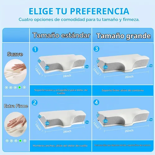 Vista 6 de Ergo - Almohada cervical cervical para el dolor de cuello, apnea del sueño y alivio de ronquidos, almohada para dormir de lado – Espuma