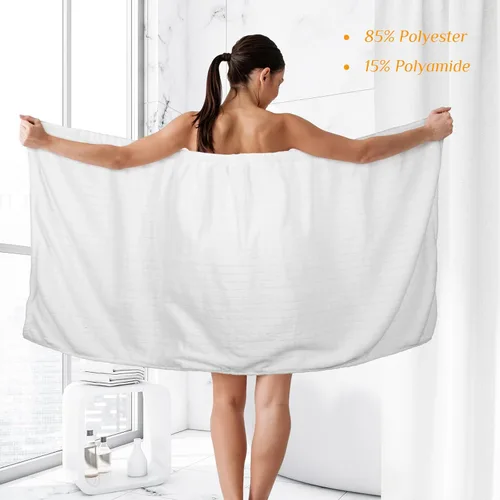 Vista 4 de Tigeen 2 toallas envolventes para mujer, bata de spa ligera con cierre ajustable, parte superior elástica, bata de baño suave, envoltura de spa