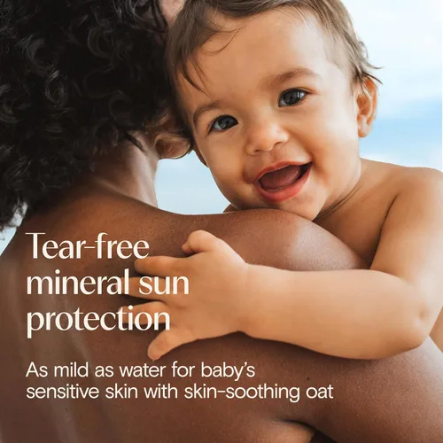 Vista 2 de Aveeno Baby - Protector solar de óxido de zinc SPF 50 para bebés con piel sensible, protección solar de amplio espectro, sin desgarros, resistente