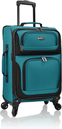 Vista 3 de U.S. Traveler Rio - Maleta ligera de mano de 20 pulgadas, diseño expandible de lado suave, duradera, para negocios y viajes, verde azulado, Rio