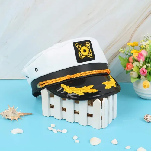 Vista 5 de Olgaa Paquete de 4 sombreros de capitán ajustables para yate, azul marino, accesorios de crucero familiar para hombres, mujeres y niños