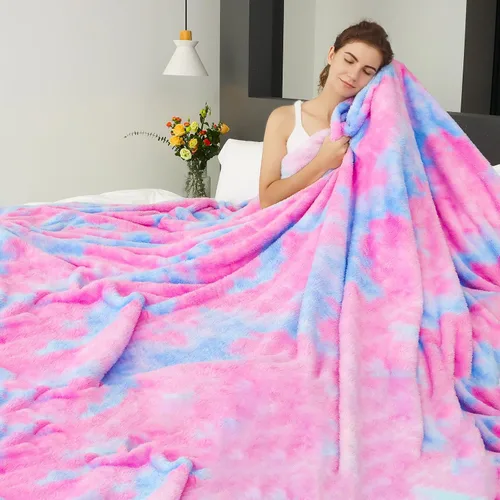 Vista 15 de MUGD Manta rosa para cama, manta de forro polar rosa claro, mantas suaves para mujeres y niñas, bonita decoración del hogar B-bean Rosa