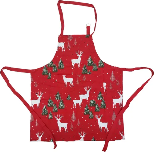 Vista 6 de Delantal, bosque de Navidad, delantal 100% algodón con correa ajustable para el cuello y lazos y bolsillo extralargos, tamaño 28 x 32 pulgadas.
