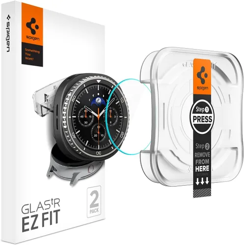 Vista 10 de Spigen Protector de pantalla de vidrio templado [GlasTR EZ FIT] diseñado para Galaxy Watch 7 (40mm) - Paquete de 2