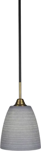 Vista 195 de Toltec Lighting Paramount - Mini colgante de 1 luz en acabado negro mate con cristal de arte perla de 7 pulgadas y estilo negro