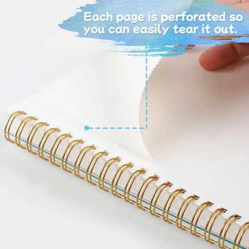 Vista 3 de Phinus Cuaderno de bocetos para acuarela de 30 hojas 14 x 21,6 cm, papel para acuarela prensado en frío (140 lb/300 g/m²), cuaderno de acuarela
