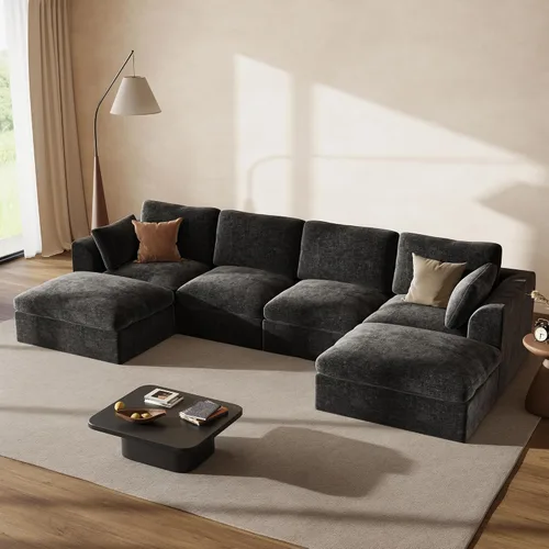 Vista 50 de Sofás seccionales Cloud de 110 pulgadas para sala de estar, sofá convertible sin hueso en forma de L con otomana, juego de sofá modular de gran