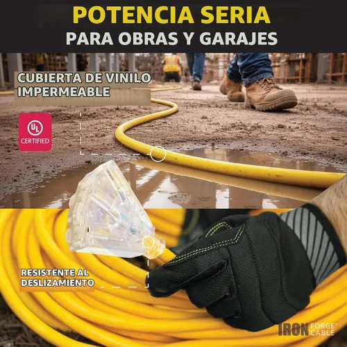 Vista 2 de Iron Forge Cable Cable de extensión resistente de calibre 12, 2 pies