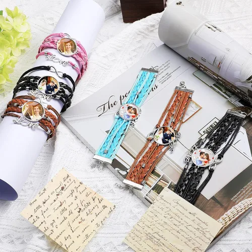 Vista 7 de 36 pulseras de sublimación en blanco para mujer, ajustes de bisel para hacer joyas, pulseras de transferencia de calor con hoja de aluminio