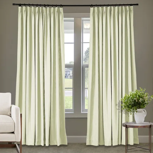 Vista 126 de Frelement Cortinas plisadas de lino de algodón de 100 pulgadas de ancho y 102 pulgadas de largo, cortinas con reducción de ruido para sala