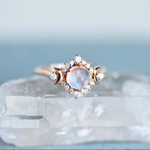 Vista 5 de Anillos de compromiso con la vida en anillos de luna y sol anillos de aniversario de compromiso boda celestial regalos de moda para damas regalos
