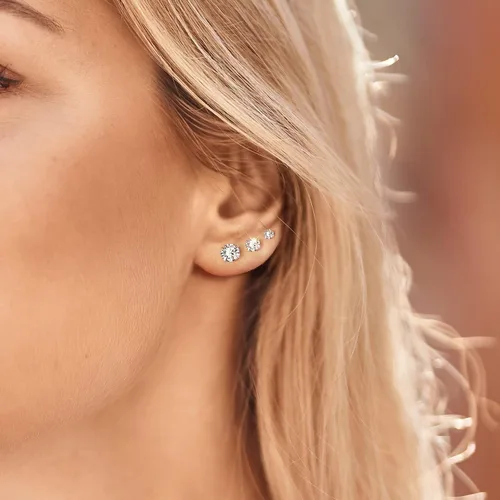Vista 3 de Aretes hipoalergénicos de circonita cúbica para mujeres, hombres y niñas, diseño de cartílago, de acero quirúrgico, 5 pares