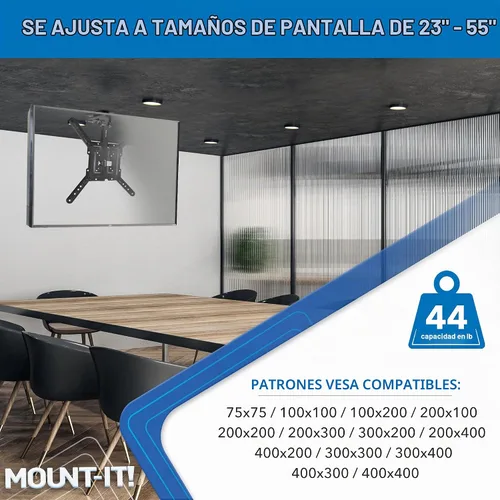 Vista 8 de Mount-It! Soporte plegable para TV de techo para televisores de 23 a 55 pulgadas, soporte abatible que ahorra espacio para techos planos e