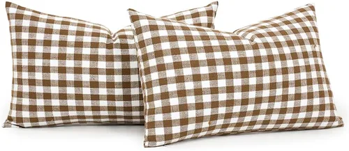 Vista 12 de CARRIE HOME - Juego de 2 fundas de almohada de exterior a cuadros de búfalo blanco y negro de 16 x 16, almohadas de sofá de decoración de granja
