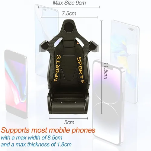 Vista 3 de Soporte universal para teléfono celular para asiento de carreras, soporte universal para teléfono inteligente, ajuste universal para teléfonos