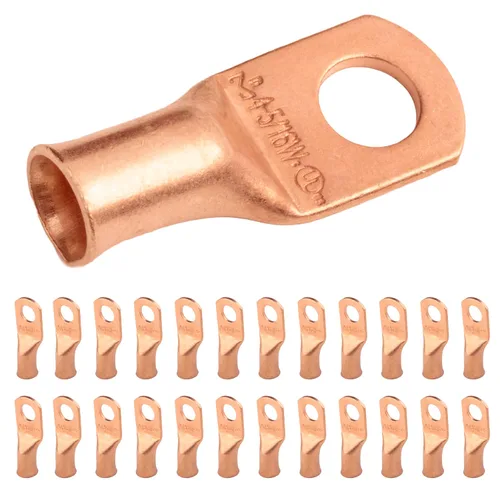 Vista 115 de SELTERM - 5 terminales de anillo resistentes para cable de batería, calibre 1/0 AWG, pernos de 1/2 pulgadas, terminales de calibre 0, ojales