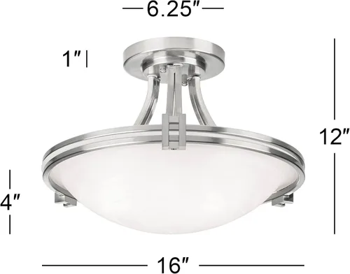 Vista 9 de Deco - Lámpara de techo semiempotrada con 2 luces de níquel cepillado de 16