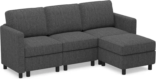 Vista 8 de Belffin - Sofá modular en forma de L de 84.3 pulgadas, 4 asientos Gris oscuro