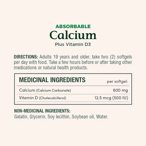 Vista 3 de Nature's Bounty Calcio absorbible 1200mg más vitamina D3 1000IU 200