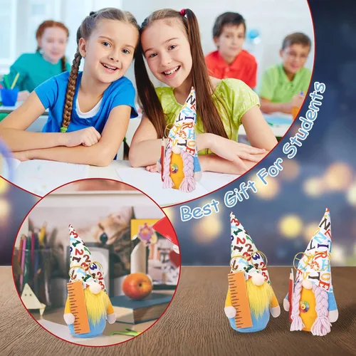 Vista 3 de WOKEISE Decoración de regreso a clases, gnomos de felpa, regalos de agradecimiento para profesores, regalo de graduación, gnomo sueco hecho a mano