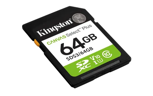 Vista 2 de Kingston Tarjeta SD Canvas Select Plus de 64 GB de hasta 100 MB/s Clase 10, UHS-I, U1, V10 SDS3/64GB