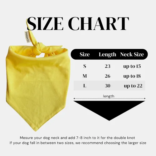 Vista 3 de Pañuelo para perro amarillo sólido de alta calidad, bufanda triangular ajustable de algodón suave de lujo para perros grandes, cómodo, elegante