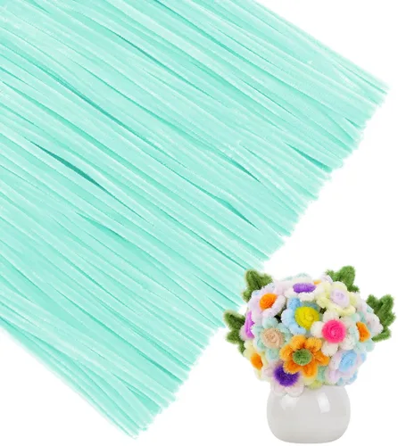 Vista 35 de IOOLEEM - Limpiapipas, 200 tallos de chenilla para hacer flores de color rosa claro