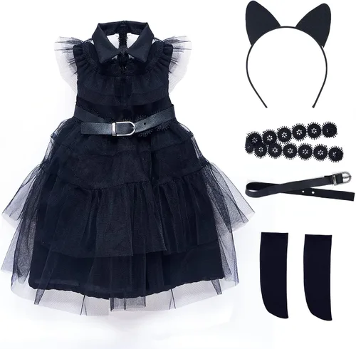 Vista 2 de Ropa de muñeca de 18 pulgadas, vestido de fiesta de disfraces familiares negros que se adapta a todas las muñecas de 18 pulgadas de todas las marcas