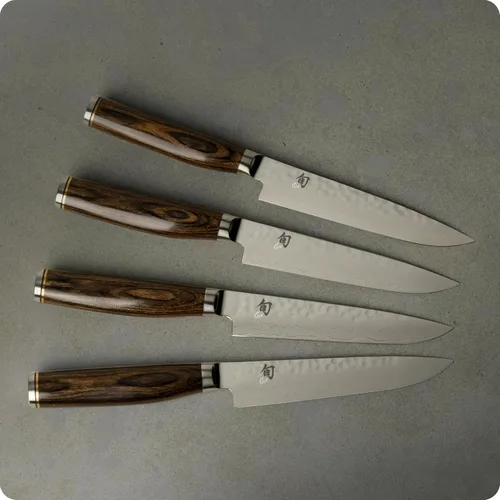 Vista 3 de Shun Premier - Juego de cuchillos para carne, 4 piezas, cuchillos de 5 pulgadas, juego de cuchillos japoneses hechos a mano, núcleo VG-MAX