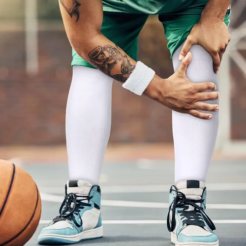 Vista 5 de Jenaai 4 pares de calcetines de fútbol por encima de la rodilla, calcetines de fútbol extralargos, calcetines de béisbol atléticos de rendimiento