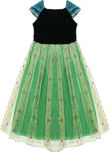 Vista 2 de Vestidos de princesa para niñas fiesta de nieve cosplay disfraz de Halloween de manga larga
