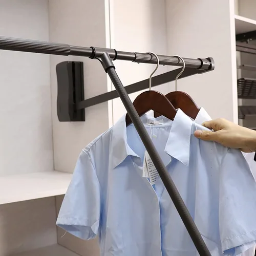 Vista 8 de Barra de armario de aluminio ajustable para armario, percha de 44 libras, sistema de almacenamiento para guardarropa de dormitorio, guardarropa