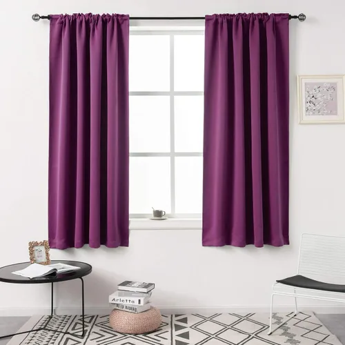 Vista 24 de DUALIFE Cortinas opacas de 45 pulgadas de largo, 2 paneles para ventanas pequeñas de dormitorio, aislamiento térmico, bolsillo para barra, cortinas